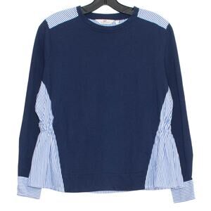 Vineyard Vines Womens Top Knit Drawstring Mixed Media Preppy Blue Size Small EP